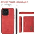 thumbnail image 2 of Dteck for Apple iPhone 13 Pro Magnetic Case, Retro PU Leather Wallet Case Detachable with Trifold Wallet Cash Slot Credit Cards Holder Pocket, rosered, 2 of 8