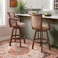 thumbnail image 3 of Linon Brandon 30" Mid Back Indoor Upholstered Bar Stool with Arms and Swivel, Light Warm Cherry/Light Brown, 3 of 11