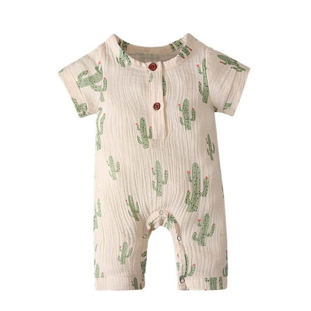 Body De Bebé Canastilla Onesies Para Niñas Pequeñas Niños Mono De Manga Corta Con Estampado De Letras Mameluco Verde Odeerbi LM103-5955