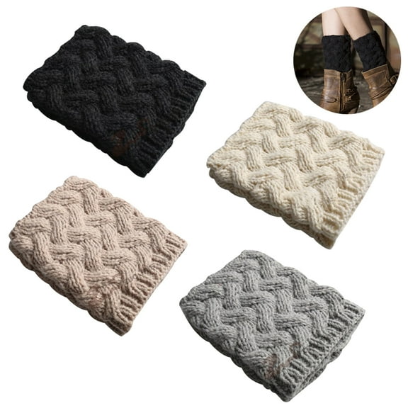 Pairs Womens Boot Socks Winter Warm Crochet Knitted Boot Cuffs Topper Socks Short Leg Warmers Gifts -beige   white   light gray   black