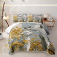 thumbnail image 2 of Manfei Rustic Floral Cows Twin Quilt Set 2 Pieces,Vintage Flowers Animal Twin Coverlet Set,Blue White Yellow,1 Bedspread and 1 Pillowcase, 2 of 7
