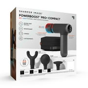 Sharper Image® Powerboost® Pro+ Compact Hot & Cold Percussion Massager with Dual-Temperature Hot + Cold Massage Node, 6 Speed Settings, 4 Unique Attachments, Portable Design with Carrying Case