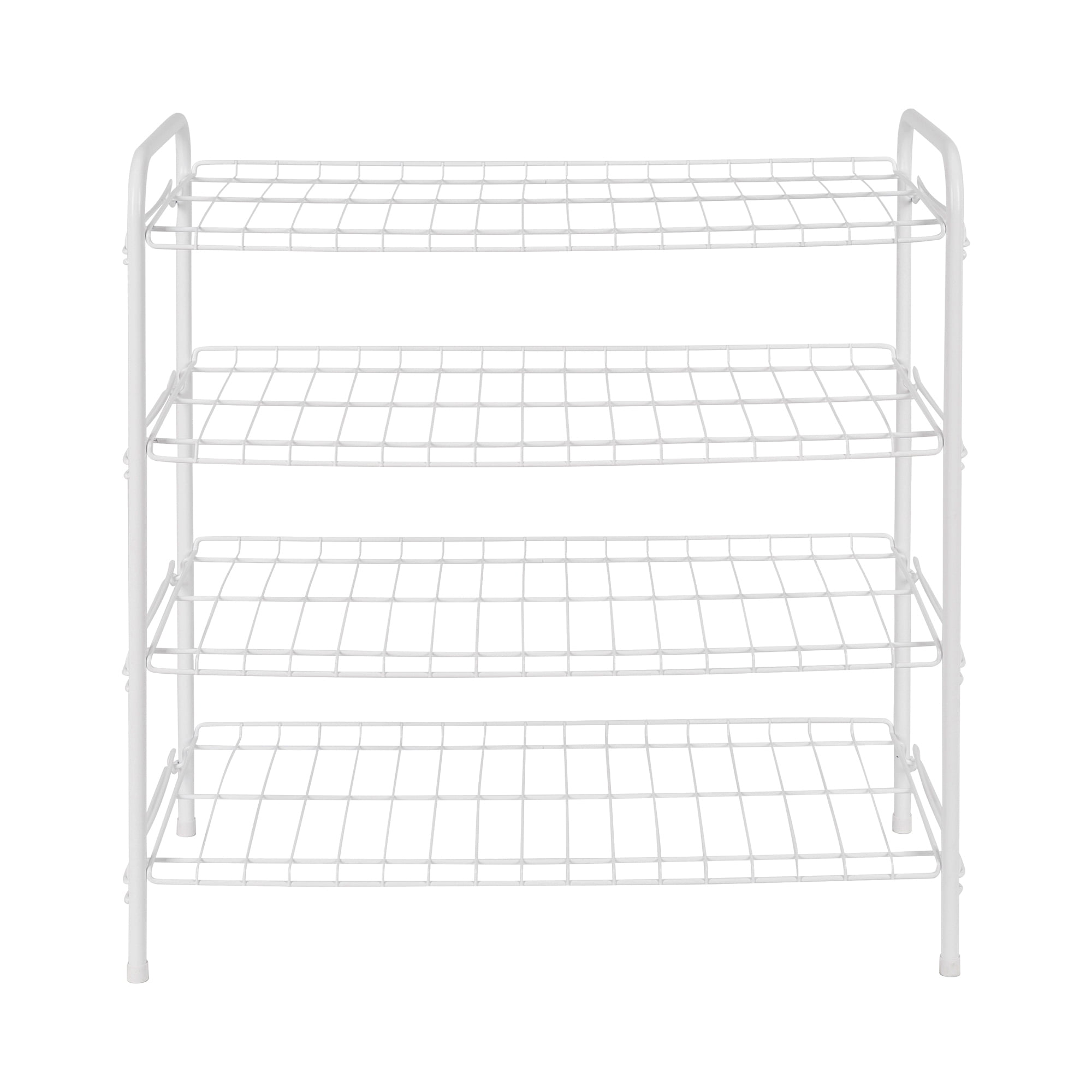 (2 pack) Mainstays Steel Wire Shoe Organizer, 4-Tiers, 12 Shoe Pair Capacity, Durable Shoe Rack, White