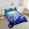 thumbnail image 4 of Cartoon Jellyfish Bedding Sets Ocean Magical Animal Down Comforter Rainbow Jellyfish King Comforter Sets,Underwater World Sea Coral Reef Duvet Set, 4 of 7