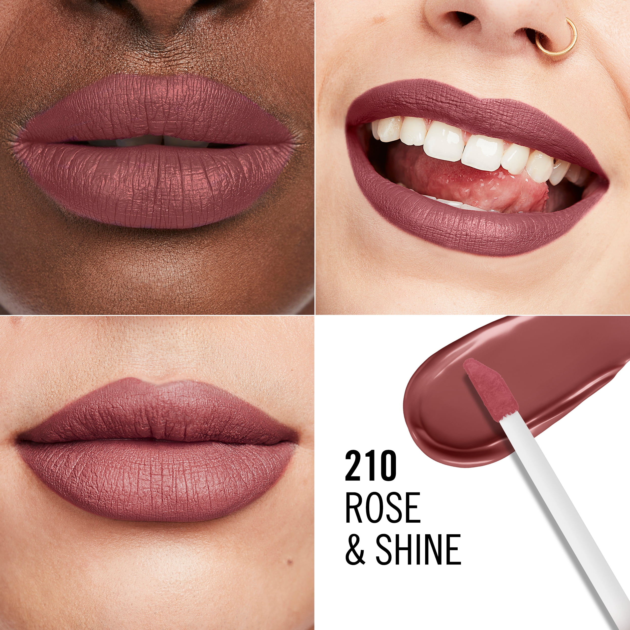 RIMMEL Lasting Mega Matte Liquid Lipstick, 210 Rose & Shine, 0.25 fl oz