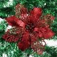 thumbnail image 2 of Ejiaya 12 Pieces 4" Glitter Christmas Flowers Red Poinsettia Artificial Flower Christmas Tree Flowers Wreath Tree Ornaments, 2 of 5