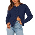 thumbnail image 5 of Women's Bow Tie Front Sweater Long Sleeve Crew Neck Knit Pullover Cardigan, M, 5 of 5