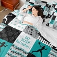 thumbnail image 4 of Castle Fairy Gamer Volleyball Girl 7-Piece Twin Bedding Sets,Lattice Stripes Bedding Comforter Set,Sport Theme Breathable Sheet Sets,Geometric Room Decor, 4 of 8