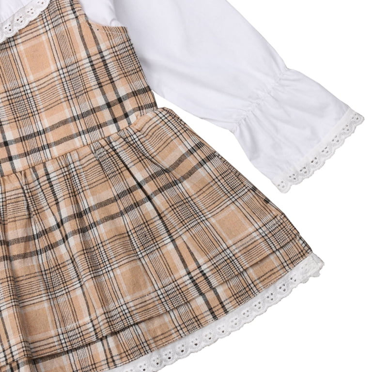 beige tartan dress Linen Check Dress main image 1