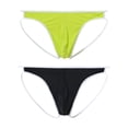 thumbnail image 2 of TANBOM Mens Sexy Thong Underwear Ball Pouch Low Rise Tagless G String Yellow+Black XL, 2 of 9