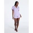 thumbnail image 2 of Joyspun Women’s Notch Top and Boxer Shorts Pajama Set with Blanket Stitching, 2-Piece, Sizes XS-3X, 2 of 5
