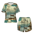 thumbnail image 4 of Lsque Serene Coastal Blue Sky Women's Short-Sleeved Pajama Set - 2 Piece Soft and Lightweight Sleepwear Set-XX-Large, 4 of 9