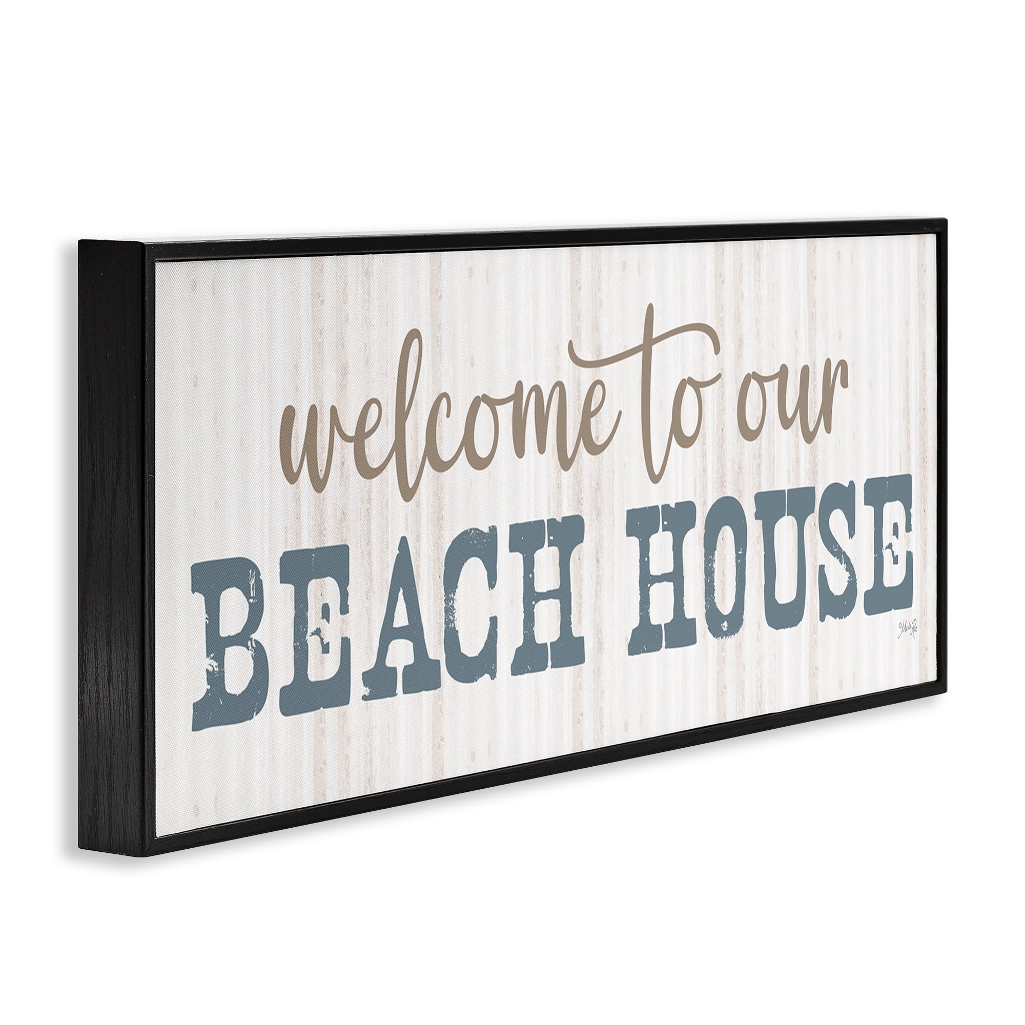 Stupell Industries Welcome Beach House Typography Painting Black Framed Art Print Wall Art, 24 x 10