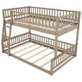 thumbnail image 7 of Wood Bunk Bed, Full XL Over Queen Bunk Bed with Ladder and Full-Length Guardrail, Floor Bunk Bed Frame with Wood Slats, Divided Into 2 Separate Platform Bed, Easy Assemble, No Box Spring Needed, 7 of 7