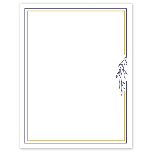 Avery 8.5" x 11" Cards, Gold & Navy Border with Florals, 10 ct