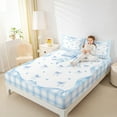 thumbnail image 4 of Manfei Cute Bowknot Bed Sheets Full,Geometric Plaid Bedding Sets Full Size,Blue White Bow Sheet Set Full For Girl,Super Cozy Room Decoration,4-Piece, 4 of 7
