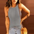 thumbnail image 2 of Womens Casual Sleeveless Knit Halter Neck Tank Tops Solid Loose Soft Sweater Cami Vest Crewneck Summer Blouse Tops, 2 of 6