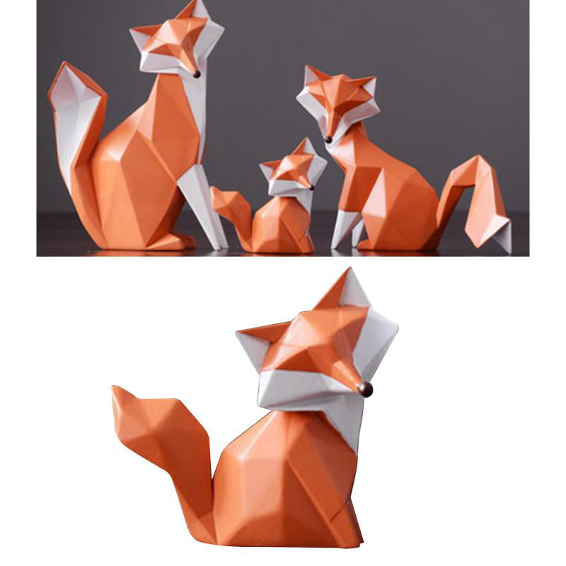 Black S Generic Geometric Ceramic Fox Figurine Statues Modern Abstract Hand Carved Animal Sculpt Models Art Home Desktop Sculpture Bedside Ornament