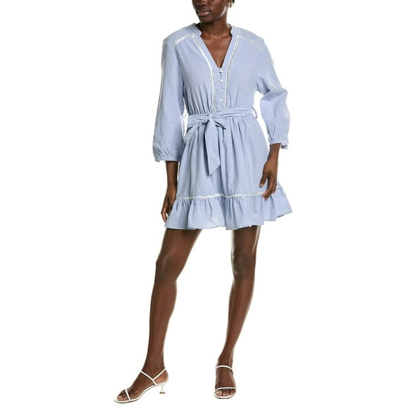 IPPONELLI womens Seersucker Mini Dress, l, Blue