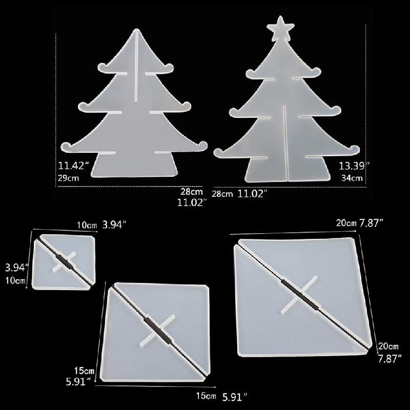BQBQERT 3-Tier Christmas Tree Cake Stand Tray Epoxy Resin Mold Fruit Tray Silicone
