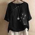 thumbnail image 2 of Raeneomay Button Sown Shirts for Women 2024 Casual Fashion Crew-Neck Button-printed Short-Sleeved Top, 2 of 3