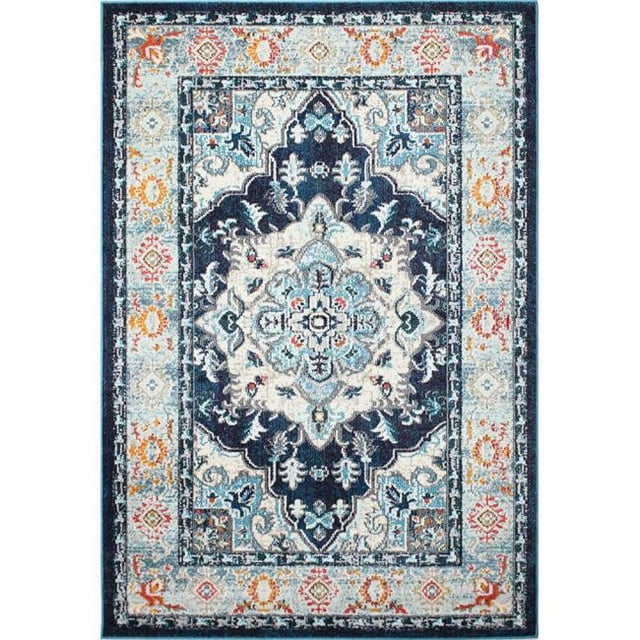 Bashian D113-NV-76X96-MH106 Dakota Collection Geometric Transitional Polypropylene Power Loom Area Rug, Navy - 7 ft. 6 in. x 9 ft. 6 in.