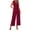 Red, variant on TOUMENY Fall Jumpsuits for Women Casual Wide Leg V Neck Sleeveless Rompers Stretchy Belted Ankle Length Solid Party Romper Beige XXXL
