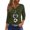 Green, variant on Casual Women's V-Neck T-Shirt Featuring 3/4 Sleeve, Printed Design, and Decorative Button, Perfect for Daily Wear, Spring Fall Transitions, Weekend Activities, and Office Casual,Green XL