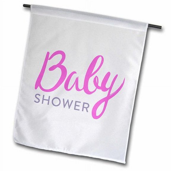 3dRose, Baby Shower with pink font, 12 x 18 inch Garden Flag