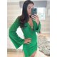 thumbnail image 5 of Vestido de verano y otoño para mujer, vestido informal ajustado para oficina, retro, elegante, con escote en V, cintura alta, manga larga, vestido plisado para fiesta, 2024, 5 of 5