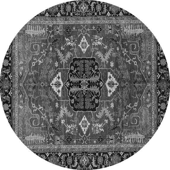 Ahgly Company Indoor Round Abstract Gray Modern Area Rugs, 8' Round