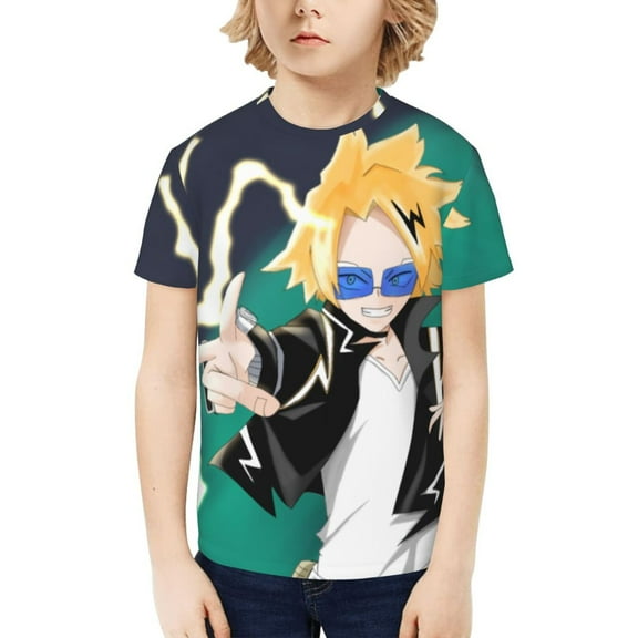 My Hero Academia Denki Kaminari Kids T-Shirt 3d Printed Graphic T-Shirts Boys And Girls Short Sleeve Shirts For Youth Kids X-Small