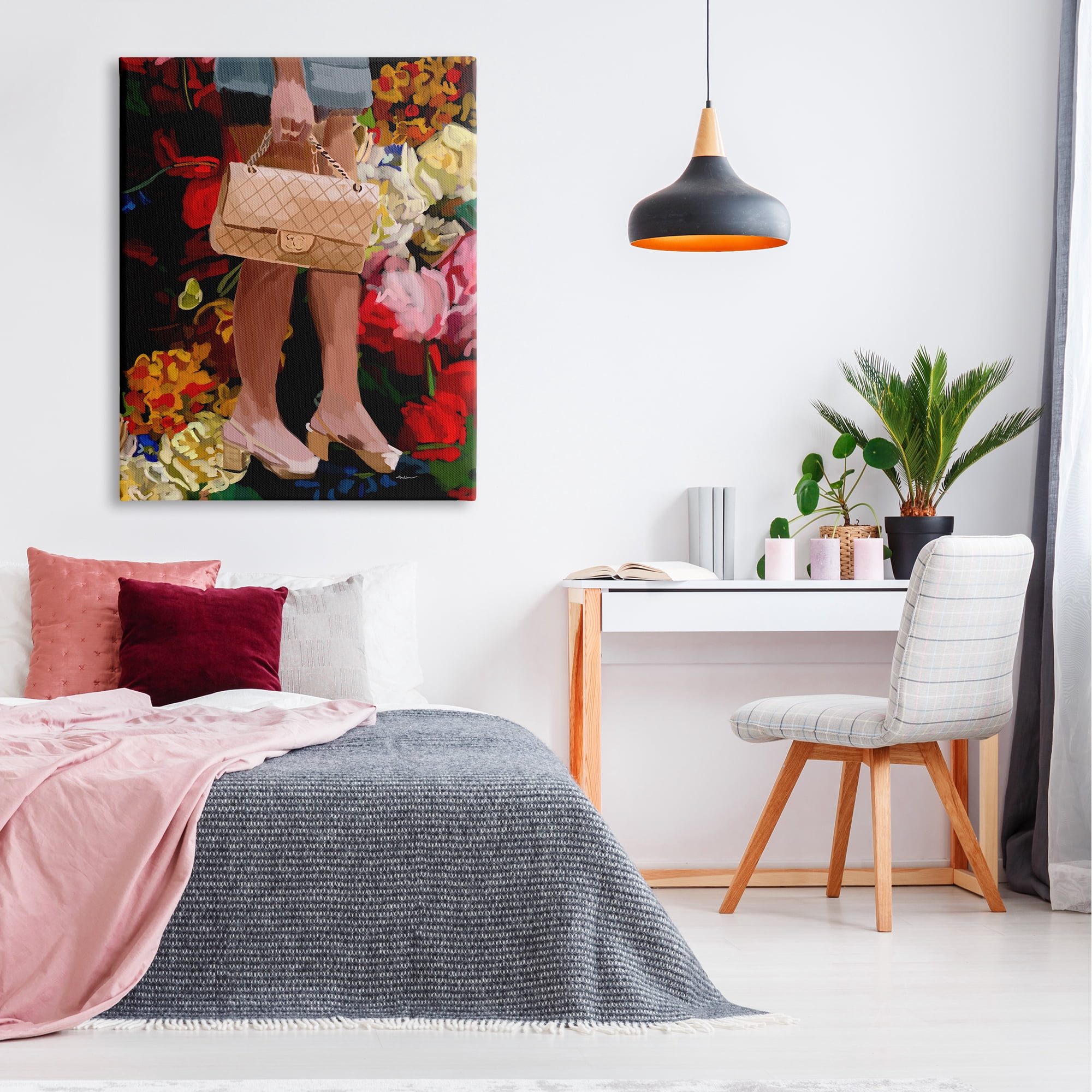 Stupell Industries Trendy Girl with Handbag Beauty & Fashion Painting Gallery Wrapped Canvas Print Wall Art, 36 x 48