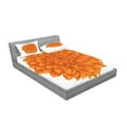 thumbnail image 2 of Ambesonne Orange Fitted Sheet & Pillow Sham Set, Dahlia Flower Floral, Full, Orange, 2 of 2