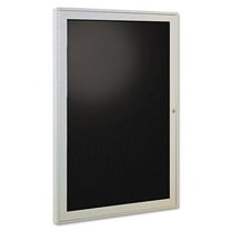 Ghent 36 in. x 24 in. 1-Door Satin Aluminum Frame Enclosed Letterboard - Black