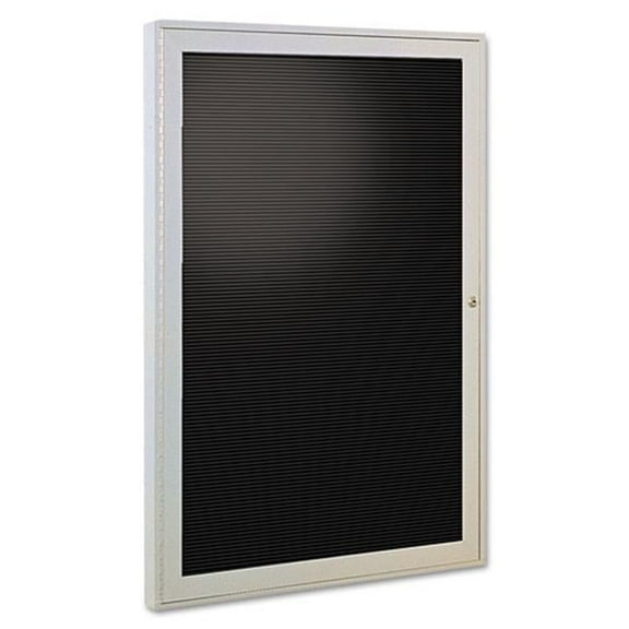 Ghent  36 in. x 24 in. 1-Door Satin Aluminum Frame Enclosed Letterboard - Black