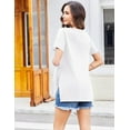 thumbnail image 5 of Ekouaer Maternity Shirts Short Sleeve Pregnancy Tops T Shirt Split Side Casual Crewneck Pregnant Tunic Tee Blouses Clothes White Medium Off-white M, 5 of 7
