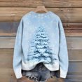 thumbnail image 3 of Women's Funny Christmas Sweater Round Neck Christmas Tree Print Knitted Top for Christmas Festive and Casual Wear,Sky Blue,S, 3 of 3