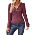 thumbnail image 1 of AherBiu Shirts for Women 2024 Long Sleeve Casual Half Zip Tops Fall Ribbed Knitted Pullover Tunic, 1 of 7