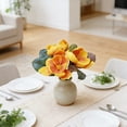thumbnail image 3 of 11" Realistic Artificial Magnolia Silk Flowers No Wilt Bouquet for Home Wedding Decor,Yellow, 3 of 5