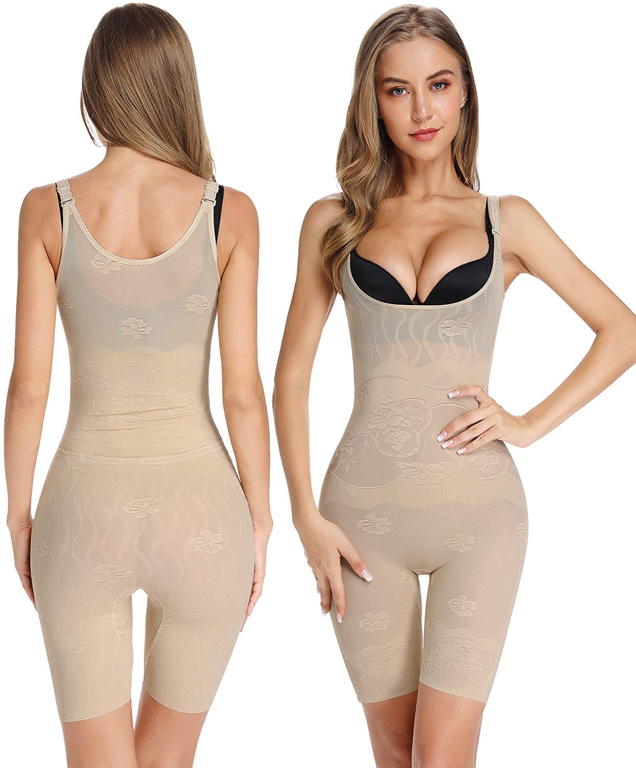 Vaslanda Vaslanda Women Bodysuit Slimming Shapewear Tummy Control Waist Trainer Thigh Slimmer 