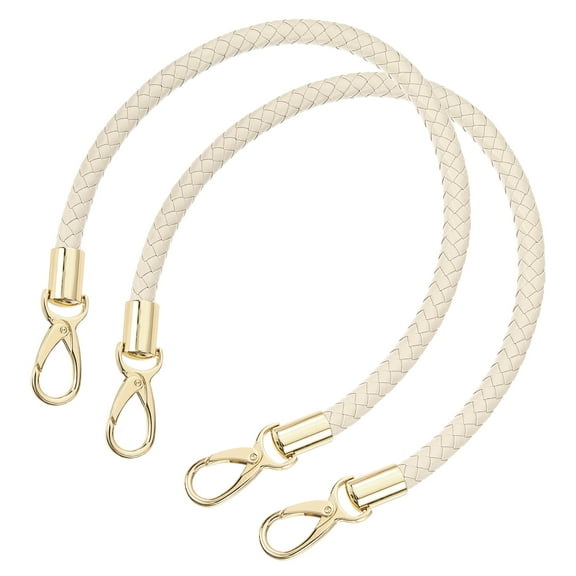 Uxcell Leather Purse Strap, 2Pack 50cm Short Leather PU Braided Purse Replacement Handle(Beige Strap   Gold Clasp)