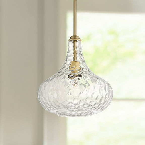 360 Lighting Gold Mini Pendant Lighting 11" Wide Modern Clear Glass Shade Fixture for Dining Room House Entryway Bedroom Kitchen