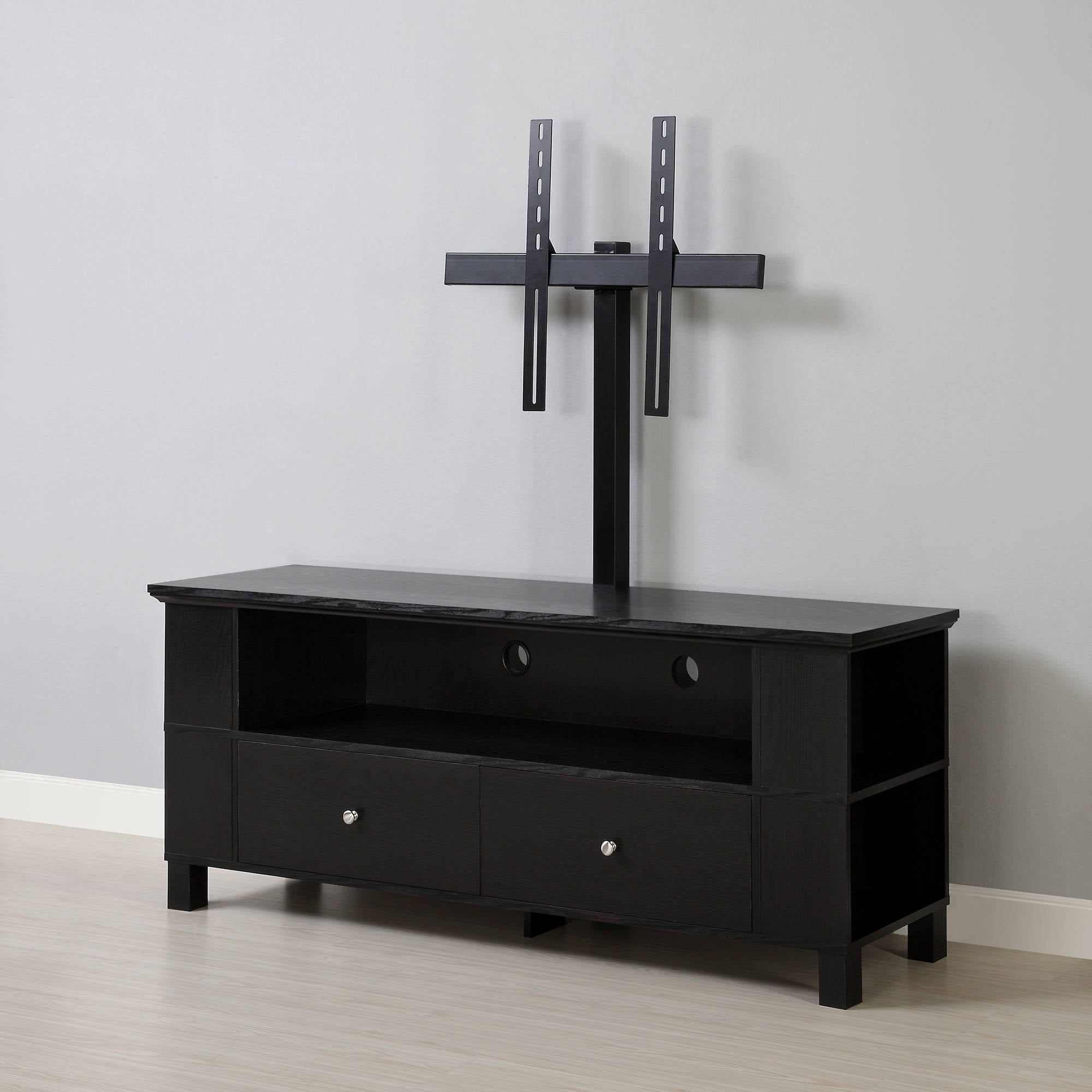 Walker Edison Black Wood Tv Console With Mount And Multi