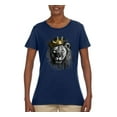 thumbnail image 2 of Wild Bobby, King Lion with Gold Crown Art, Animal Lover, Women Graphic Tee, Navy, X-Large, 2 of 4