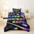 thumbnail image 2 of Erosebridal Sport Ice Hockey Twin Bedding For Boys,Kids Teens Abstract Gradient Ball Gamer Duvet Cover Set,Black Reversible,2pcs,No Comforter, 2 of 5