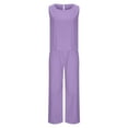thumbnail image 4 of 2 Piece Tank Top Sets for Women Summer Casual Linen Set Solid Color Pant Cotton Linen 2pc Outfits, 4 of 6
