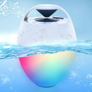Pyle Floating Pool Speaker W/ Lights Show, Waterproof Bluetooth Speaker, IP68 (White)