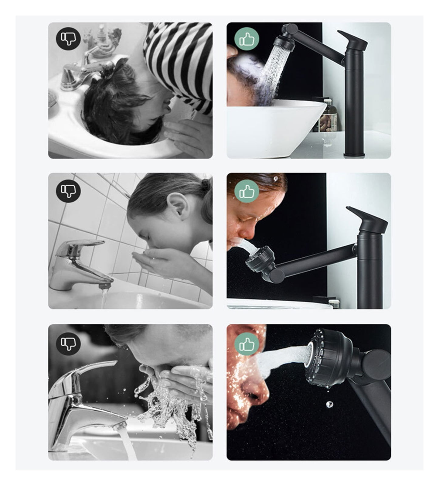 1080 Degree Basin Faucet Kitchen Sink Faucet Bathroom Faucet Mixer Aerator 2 In 1 Black Tap Heated Faucet Mixer Tapware Used In Kitchen Sink Faucets ,Water Saving