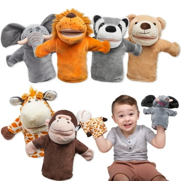 Joyfy 6Pcs Kids Hand Puppet with Mouth, Toddler Animal Plush Toy for Show Theater, Birthday Gifts, Easter Basket Stuffers